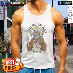 Official Kugrash I Love You Rat Jesus Tank Top featuring unique design and vibrant colors for casual wear.