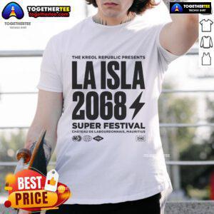Official La Isla 2068 X The Kreol Republic 2025 Stereo T-Shirt featuring vibrant graphics and modern design.