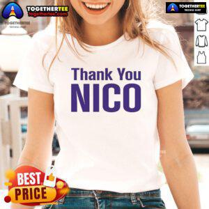 Official Los Angeles Lakers Thank You Nico Ladies Tee featuring team colors and logo for stylish fan support.