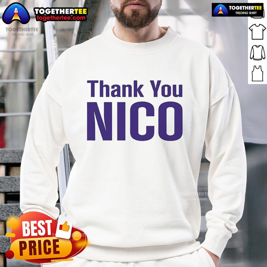 Official Los Angeles Lakers Thank You Nico Sweatshirt featuring team colors and logo, perfect for fans and collectors.
