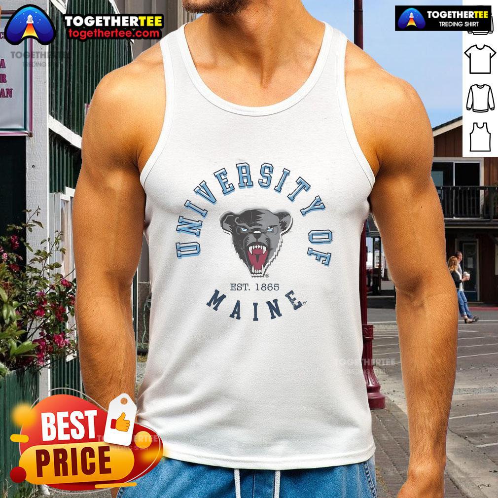 Vintage tank top featuring the Official Maine Black Bears logo in a stylish circle design, perfect for fans.
