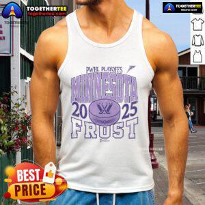 Official Minnesota Frost Adult Stadium Essentials Playoffs City Revolution 25 Urban Tank Top showcased on a model.