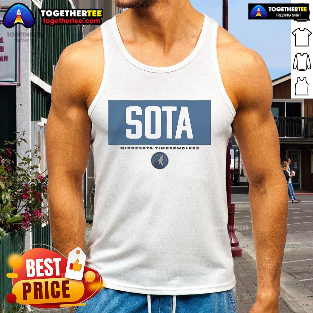 Alt Text: Official Minnesota Timberwolves Crossbar Tank Top featuring team colors and logo for stylish fan apparel.