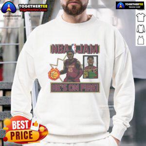 Alt Text: Official NBA Jam Cavaliers sweatshirt featuring Donovan Mitchell, perfect for fans and stylish sportswear enthusiasts.