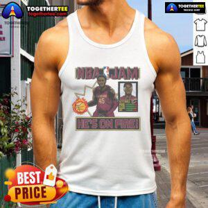 Official NBA Jam Cavaliers Donovan Mitchell tank top featuring bold graphics and team colors for fans and collectors.
