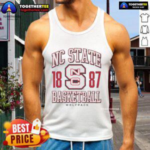 Official NC State Wolfpack Basketball 1887 Tank Top in red, showcasing team pride for fans and athletes alike.