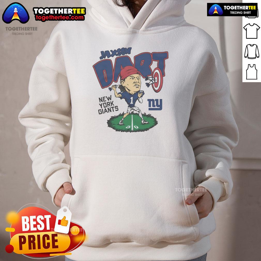 Official New York Giants Jaxson Dart hoodie in blue, featuring team logo and stylish design for fans.