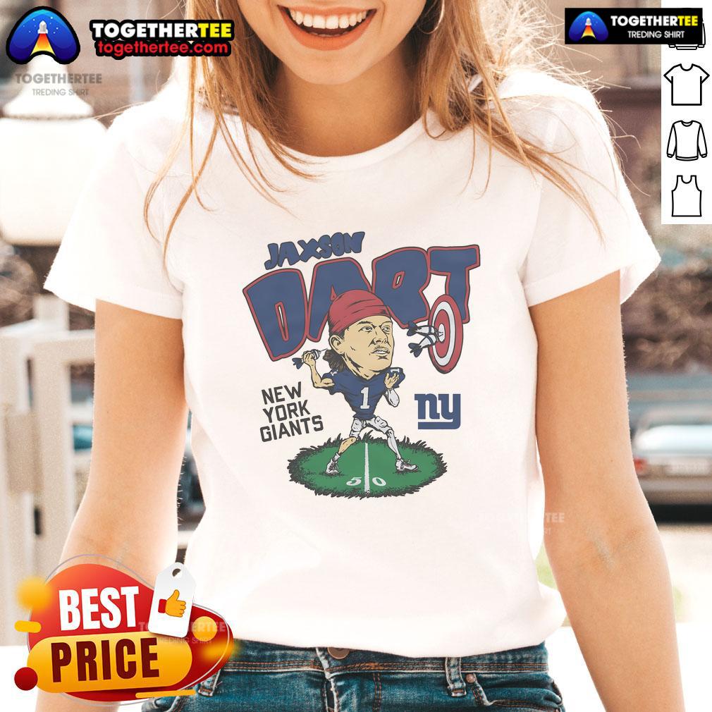 Official New York Giants Jaxson Dart ladies tee featuring team logo and vibrant colors, perfect for football fans.