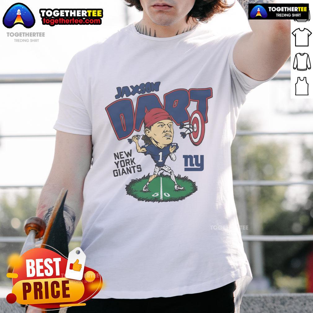 Official New York Giants Jaxson Dart T-Shirt featuring team colors and logo, perfect for fans and collectors.