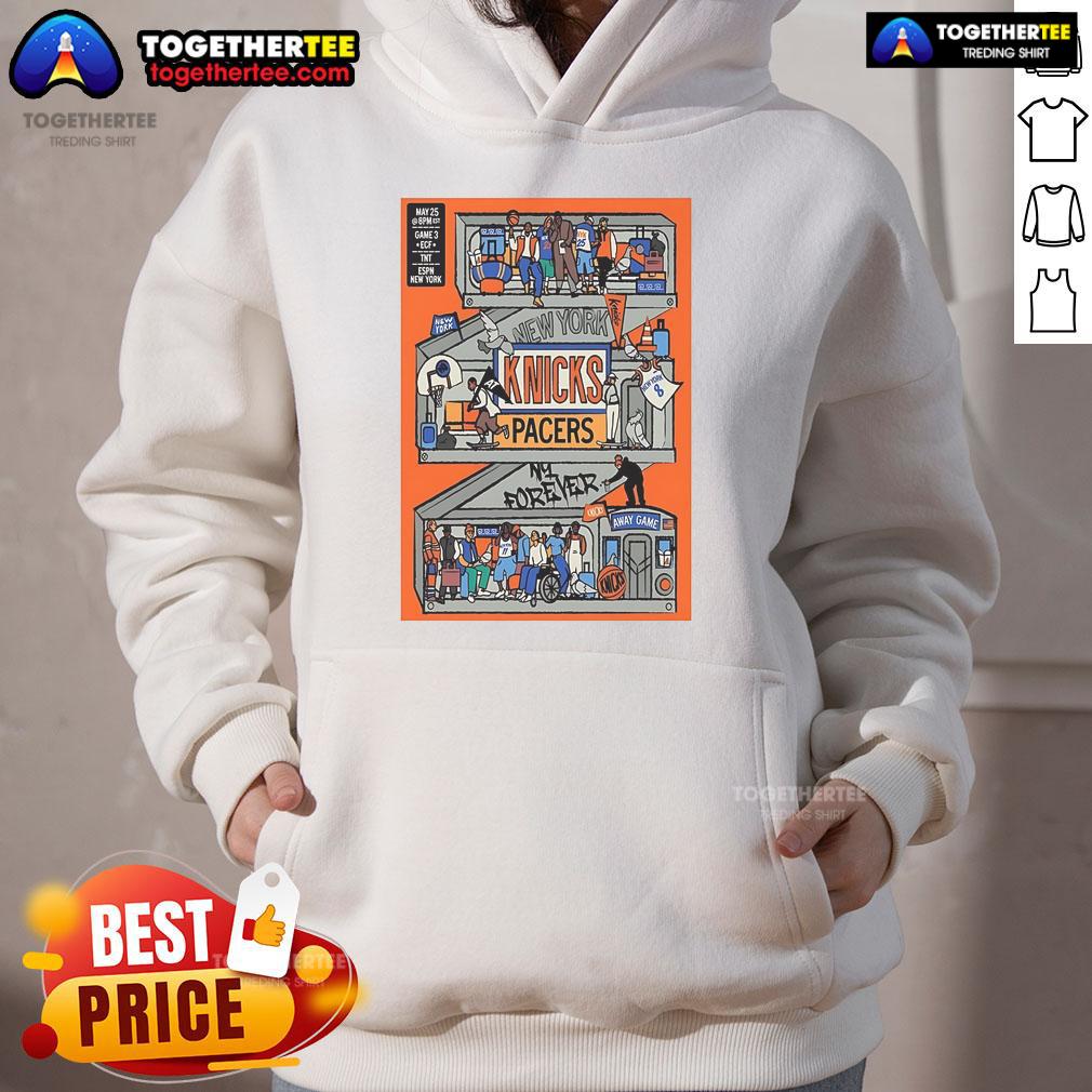 Alt Text: Official New York Knicks Game Day Series 2025 ECF Campaign NBA hoodie in team colors, featuring stylish design and logo.