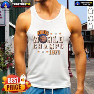 Official New York Knicks World Champs 1970 tank top featuring vintage design and team colors, perfect for fans.