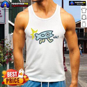 Official Oksuperday Fish Legs Tank Top featuring vibrant fish graphics on a stylish sleeveless design for summer wear.