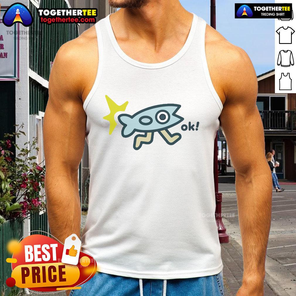 Official Oksuperday Fish Legs Tank Top featuring vibrant fish graphics on a stylish sleeveless design for summer wear.