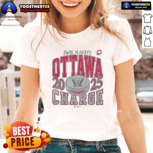 Alt Text: Official Ottawa Charge Adult Stadium Essentials Tee for playoffs, featuring urban design for ladies.