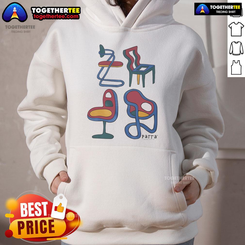 Official Parra Unreasonable Chairs Hoodie in black with logo, perfect for casual wear and street style enthusiasts.
