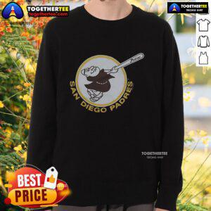 Alt Text: Official San Diego Padres 69 Sweatshirt featuring team logo, stylish design, perfect for fans and game day wear.