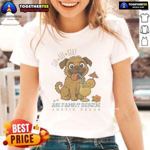 Official Sip Sit Stay AJK Family Rescue Austin Texas Ladies Tee featuring a stylish design for dog lovers.