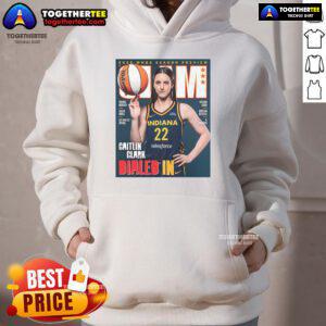 Alt Text: Caitlin Clark wearing a Dialed In hoodie during the Official Slam 2025 WNBA Season Preview event.