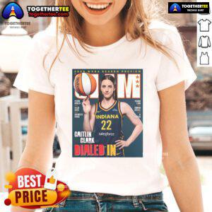 Official Slam 2025 WNBA Season preview with Caitlin Clark on a stylish ladies tee, showcasing women's basketball fashion.