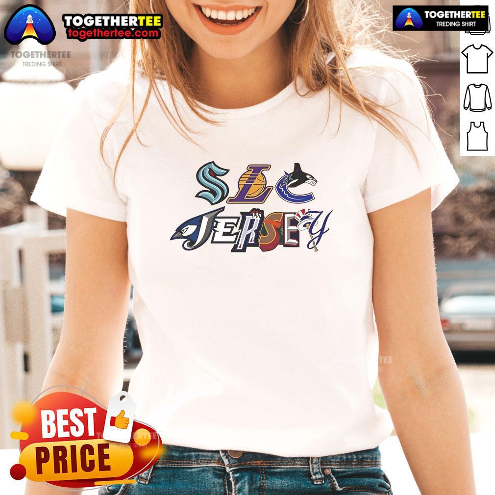 Official SLC Jersey logo on a stylish ladies sports tee, perfect for fans and athletes alike.