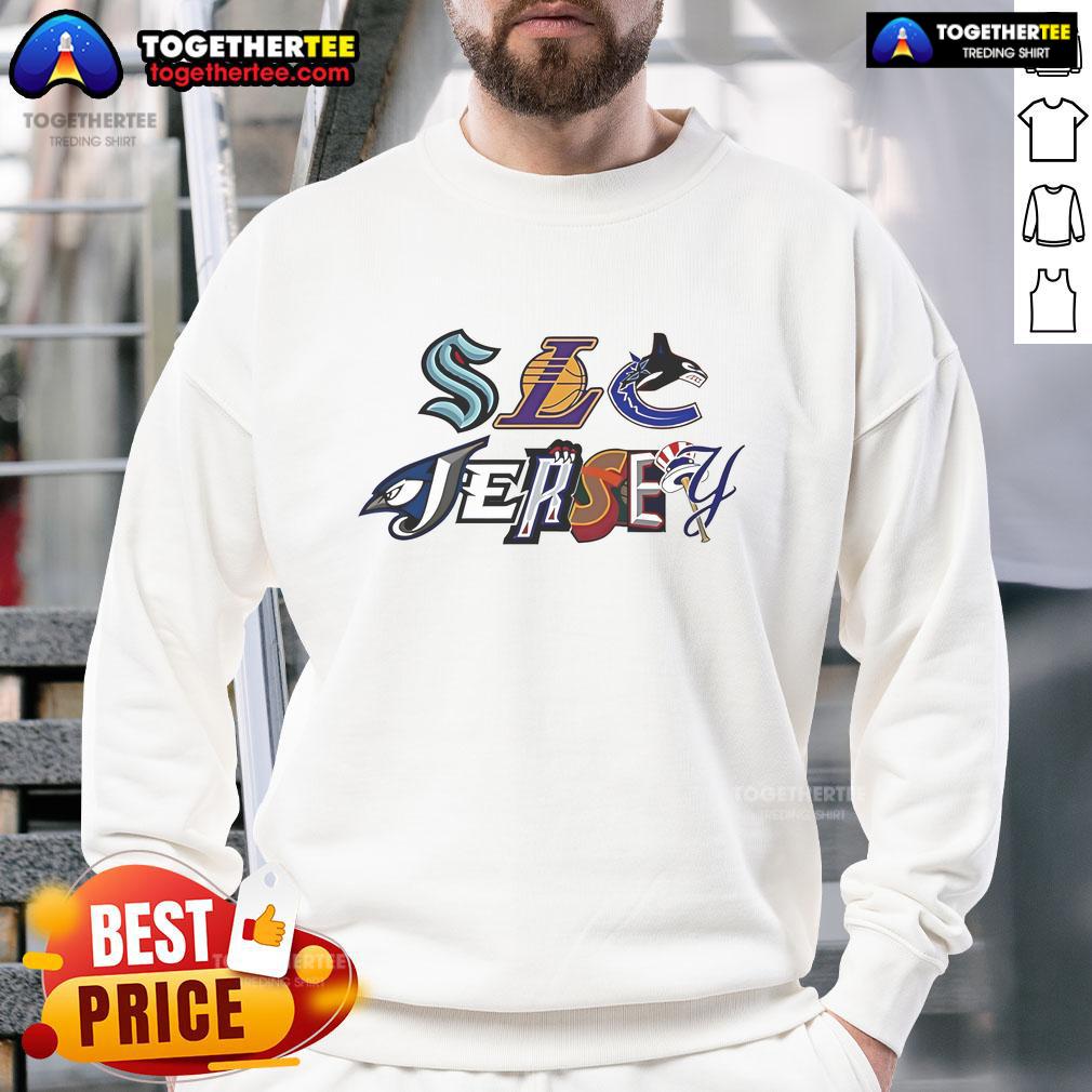 Official SLC jersey logo on a stylish sports sweatshirt, perfect for fans and athletes alike.