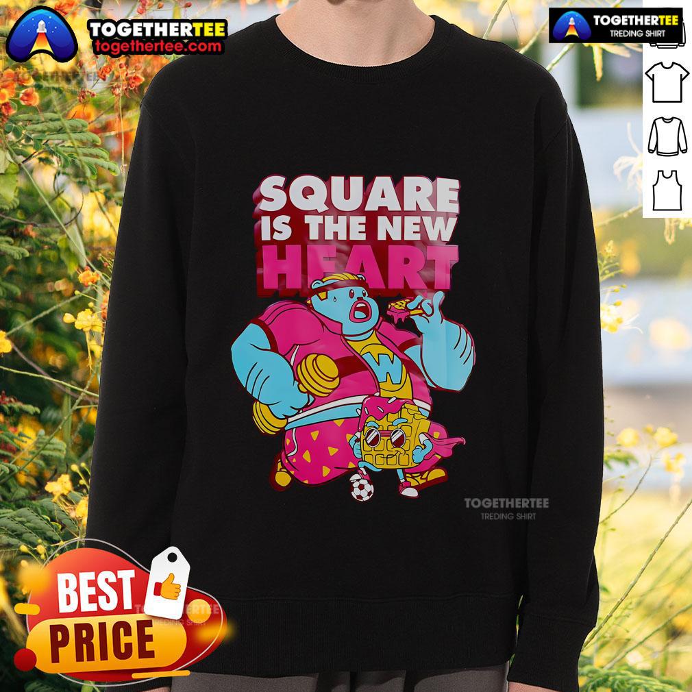 Alt Text: Official square is the new heart sweatshirt featuring a stylish design, perfect for casual wear and cozy comfort.