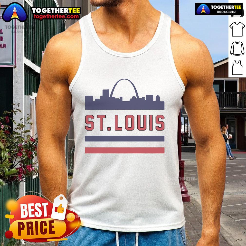 Official St. Louis Strong Skyline Tank Top featuring a vibrant city skyline design, perfect for showing city pride.