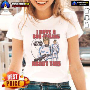 Official Star Wars tee featuring Luke Skywalker and Han Solo with Stormtroopers, perfect for fans who love 'I have a bad feeling.'