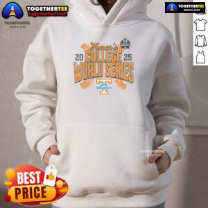 Official Tennessee Lady Vols 2025 NCAA Softball Women's College World Series hoodie showcasing team colors and logo.