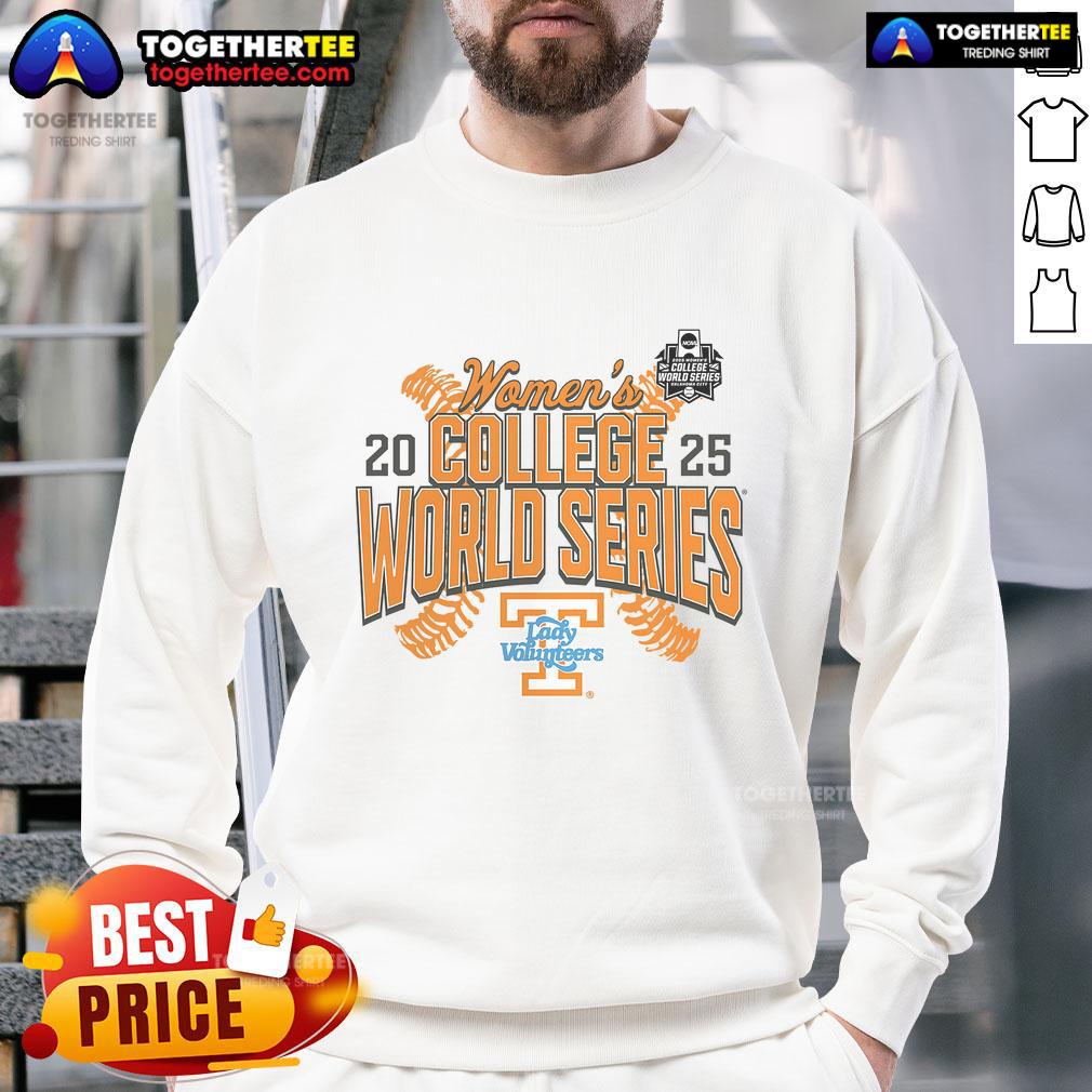 Official Tennessee Lady Vols 2025 NCAA Softball Women's College World Series sweatshirt in orange, showcasing team spirit.