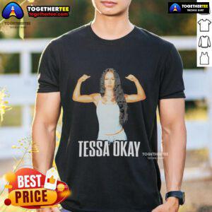 Official Tessa Okay Muscle Photo T-Shirt featuring a trendy design and vibrant colors for stylish casual wear.