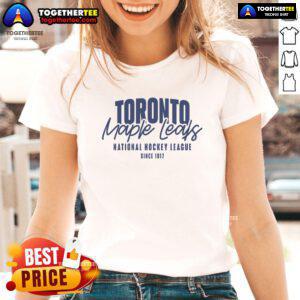 Official Toronto Maple Leafs NHL ladies tee, celebrating the team's history since 1917 with stylish design and logo.