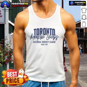 Official Toronto Maple Leafs NHL tank top since 1917, featuring team colors and logo for dedicated hockey fans.