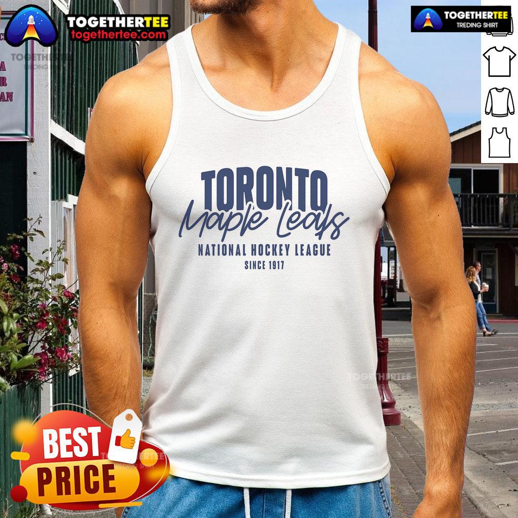 Official Toronto Maple Leafs NHL tank top since 1917, featuring team colors and logo for dedicated hockey fans.