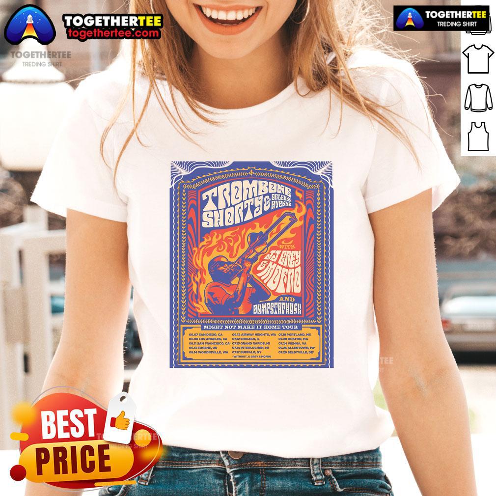 Official Troy Andrews Might Not Make It Home Tour 2025 ladies tee showcasing stylish design and vibrant colors.