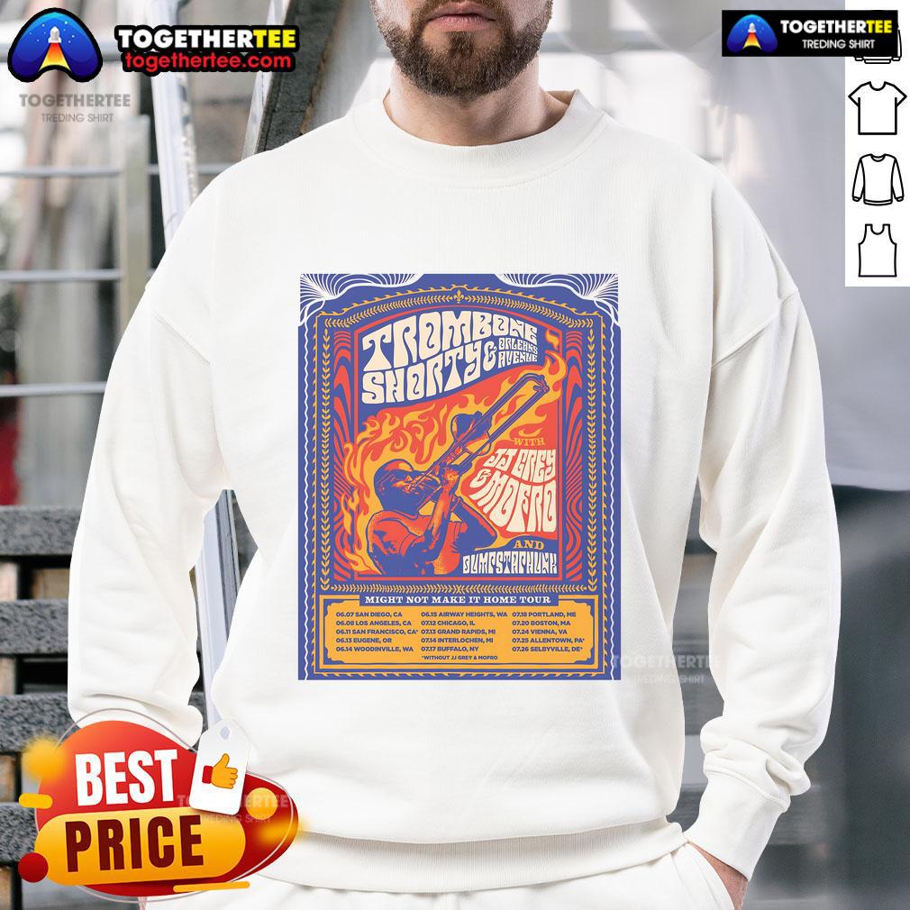 Official Troy Andrews Might Not Make It Home Tour 2025 sweatshirt featuring vibrant design and artist branding.