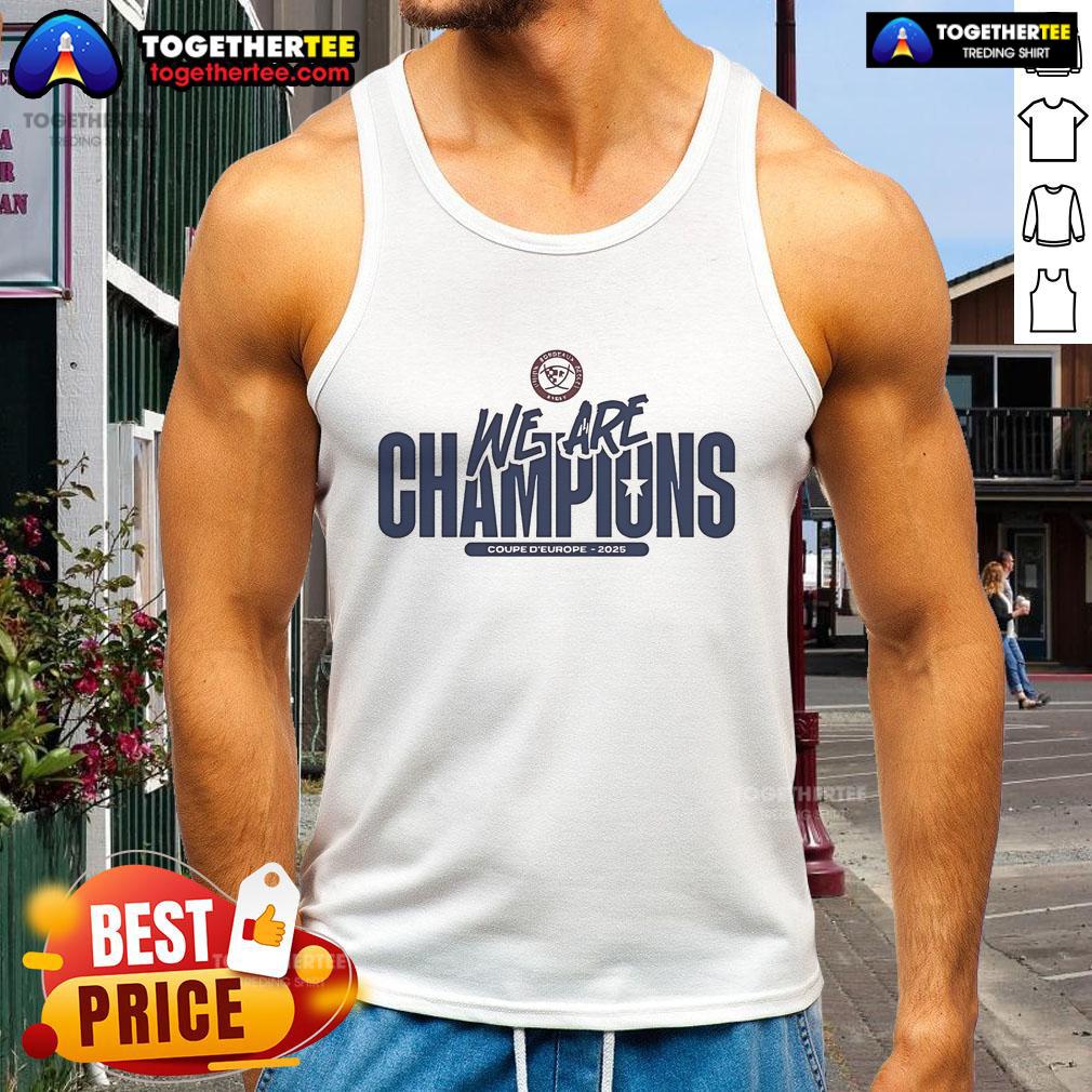 Official UBB Rugby 'We Are Champions' Coupe de Europe 2025 tank top showcasing team pride and celebration.