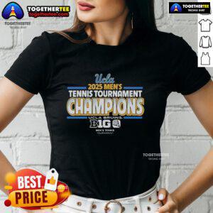 UCLA Bruins 2025 Men's Tennis Big Ten Tournament Champions Ladies Tee, showcasing team pride and athletic spirit in vibrant design.