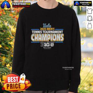 Official UCLA Bruins 2025 Men's Tennis Big Ten Tournament Champions sweatshirt showcasing team pride and athletic style.