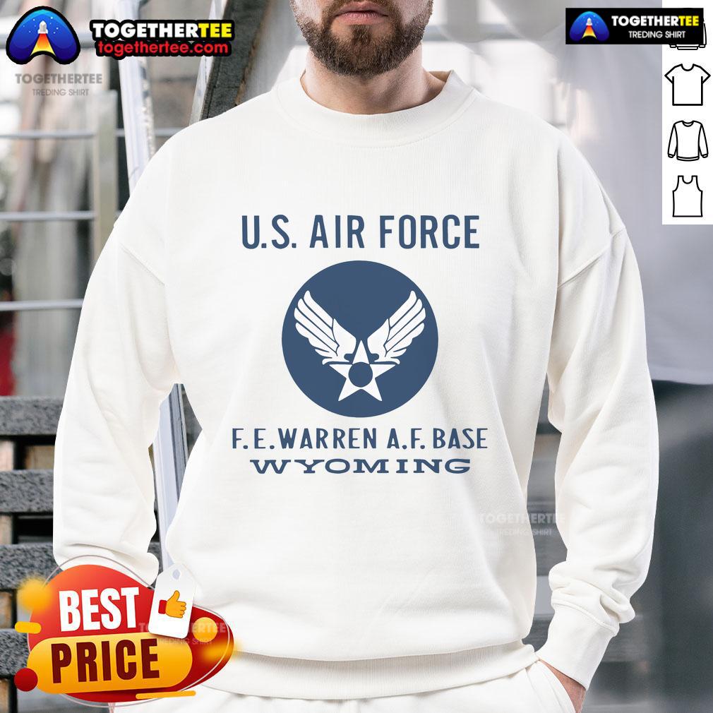 Official US Air Force FE Warren AF Base Wyoming sweatshirt featuring the base logo and comfortable design.
