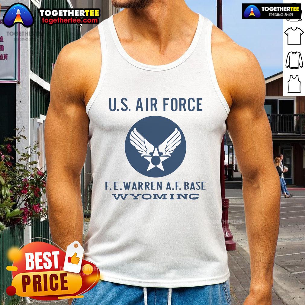 Official US Air Force FE Warren AF Base Wyoming tank top featuring the base logo and military design.