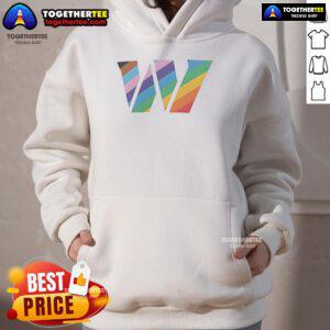 Alt Text: Official Washington Commanders Logo Pride Hoodie featuring vibrant colors and the team emblem for fans.