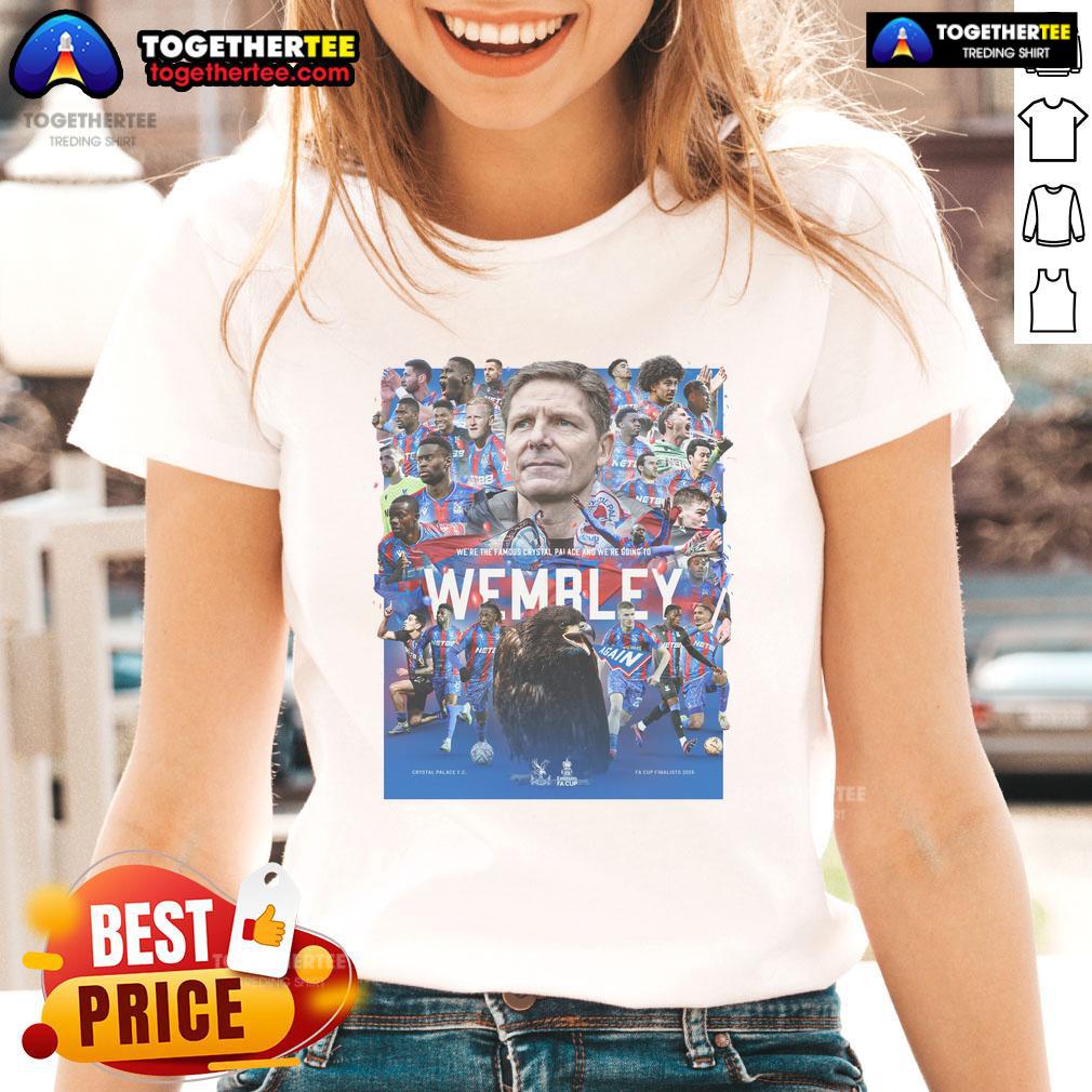 Official Wembley Final Junior Crystal Palace F.C. FA Cup Finalists 2025 Ladies Tee showcasing team pride and style.