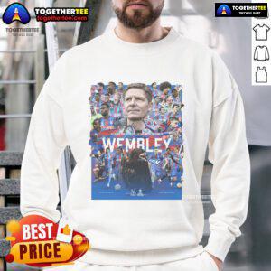 Alt Text: Official Wembley Final Junior Crystal Palace F.C. FA Cup Finalists 2025 sweatshirt featuring team colors and logo.