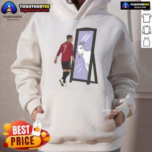 Original Cristiano Ronaldo Mirror GOAT Hoodie featuring a stylish design celebrating the soccer legend's greatness.