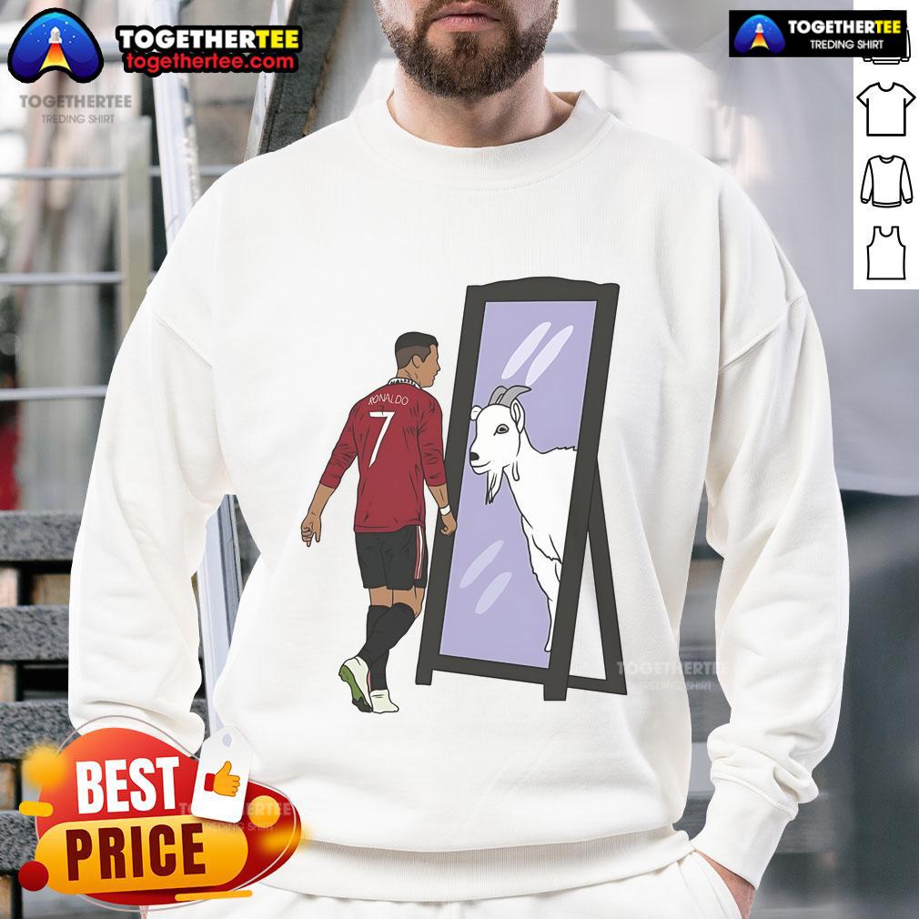 Original Cristiano Ronaldo Mirror Goat Sweatshirt featuring bold graphics and premium fabric for fans and fashion enthusiasts.