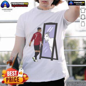 Alt Text: Original Cristiano Ronaldo Mirror Goat T-Shirt featuring bold graphics of CR7, perfect for football fans and collectors.