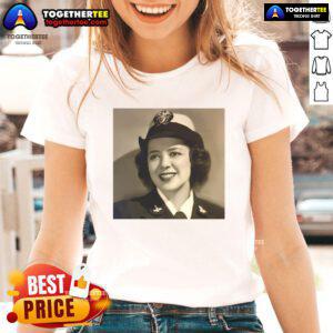 Alt Text: Original Julia Parsons, U.S. Navy code breaker during World War II, passed away at 104, featured on ladies tee.