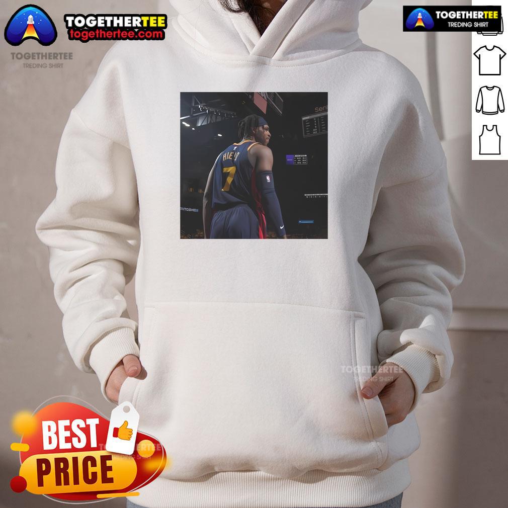 Buddy Hield wearing the Original Warriors hoodie, showcasing team spirit and style on the court.