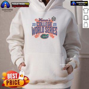 Alt Text: Premium Florida Gators 2025 NCAA Softball Women's College World Series Hoodie featuring team colors and logo.